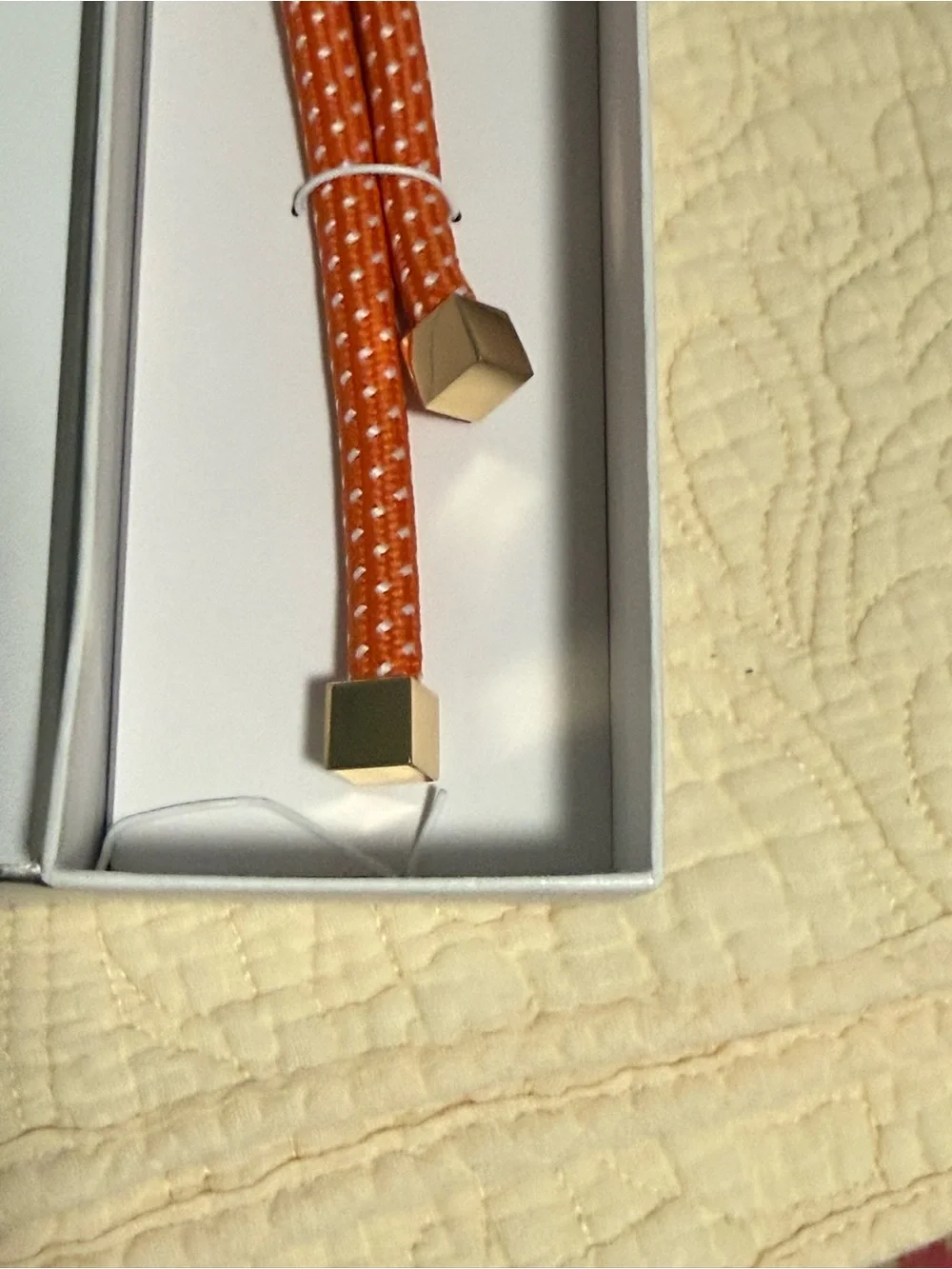 Michael Kors “Mimosa” orange Rope Bag Charm/Keychain with Gold Ring and MK charm